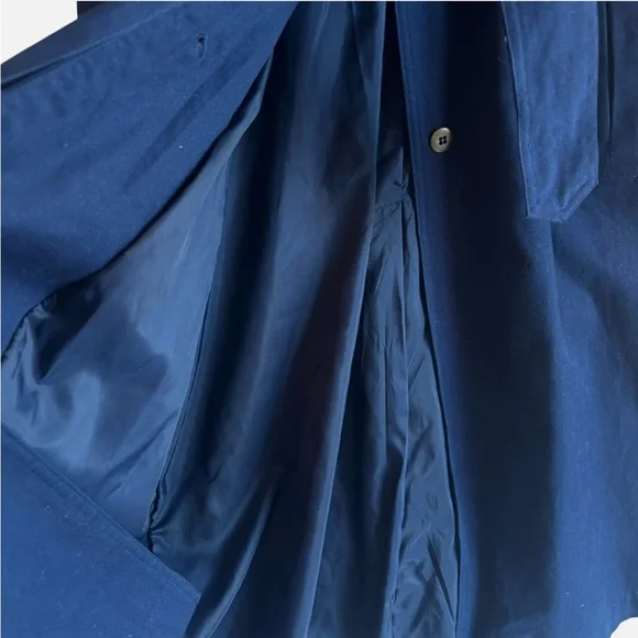 Vtg Together! Women's Military Trench Coat Long Duster Spy Coat Oversized 6 Blue - Picture 5 of 10